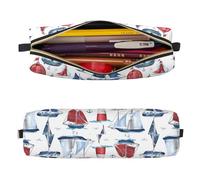Mexpekil Astuccio in pelle per ragazze e ragazzi, piccolo organizer per penne, con cerniera, sottile, multiuso, per forniture scolastiche, bambini e adulti, Fari delle navi, Taglia unica, Organizer
