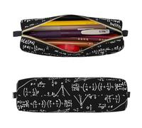 Mexpekil Astuccio in pelle per ragazze e ragazzi, piccolo organizer per penne, con cerniera, sottile, multiuso, per forniture scolastiche, bambini e adulti, Graffiti con formula matematica, Taglia