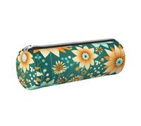 Mexpekil Astuccio in pelle per ragazze e ragazzi, piccolo organizer per penne, con cerniera, sottile, multiuso, per forniture scolastiche, bambini e adulti, Arte floreale, Taglia unica, Organizer per