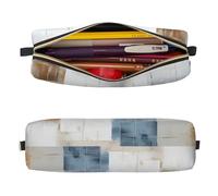 Mexpekil Astuccio in pelle per ragazze e ragazzi, piccolo organizer per penne, con cerniera, sottile, multiuso, per forniture scolastiche, bambini e adulti, Arte astratta., Taglia unica, Organizer per