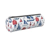 Mexpekil Astuccio in pelle per ragazze e ragazzi, piccolo organizer per penne, con cerniera, sottile, multiuso, per forniture scolastiche, bambini e adulti, Fari delle navi, Taglia unica, Organizer