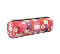 Mexpekil Astuccio in pelle per ragazze e ragazzi, piccolo organizer per penne, con cerniera, sottile, multiuso, per forniture scolastiche, bambini e adulti, Gatti giapponesi, Taglia unica, Organizer