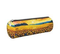 Mexpekil Astuccio in pelle per ragazze e ragazzi, piccolo organizer per penne, con cerniera, sottile, multiuso, per forniture scolastiche, bambini e adulti, Girasoli Cielo Giallo, Taglia unica