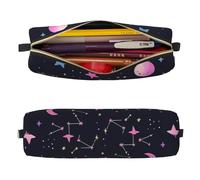 Mexpekil Astuccio in pelle per ragazze e ragazzi, piccolo organizer per penne, con cerniera, sottile, multiuso, per forniture scolastiche, bambini e adulti, Costellazioni di stelle, Taglia unica