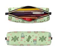 Mexpekil Astuccio in pelle per ragazze e ragazzi, piccolo organizer per penne, con cerniera, sottile, multiuso, per forniture scolastiche, bambini e adulti, Cuore di cactus, Taglia unica, Organizer