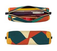 Mexpekil Astuccio in pelle per ragazze e ragazzi, piccolo organizer per penne, con cerniera, sottile, multiuso, per forniture scolastiche, bambini e adulti, Arte geometrica colorata, Taglia unica