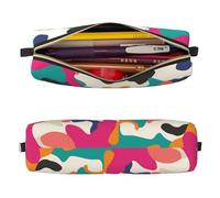 Mexpekil Astuccio in pelle per ragazze e ragazzi, piccolo organizer per penne, con cerniera, sottile, multiuso, per forniture scolastiche, bambini e adulti, Arte mimetica colorata, Taglia unica