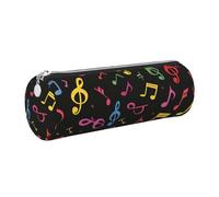 Mexpekil Astuccio in pelle per ragazze e ragazzi, piccolo organizer per penne, con cerniera, sottile, multiuso, per forniture scolastiche, bambini e adulti, Note musicali al neon, Taglia unica