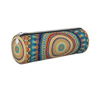 Mexpekil Astuccio in pelle per ragazze e ragazzi, piccolo organizer per penne, con cerniera, sottile, multiuso, per forniture scolastiche, bambini e adulti, Boho Mandala Arte Floreale, Taglia unica