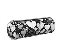 Mexpekil Astuccio in pelle per ragazze e ragazzi, piccolo organizer per penne, con cerniera, sottile, multiuso, per forniture scolastiche, bambini e adulti, Cuore Arte Nera, Taglia unica, Organizer