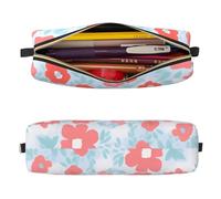 Mexpekil Astuccio in pelle per ragazze e ragazzi, piccolo organizer per penne, con cerniera, sottile, multiuso, per forniture scolastiche, bambini e adulti, Fiorellino rosa, Taglia unica, Organizer
