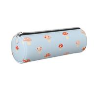 Mexpekil Astuccio in pelle per ragazze e ragazzi, piccolo organizer per penne, con cerniera, sottile, multiuso, per forniture scolastiche, bambini e adulti, Simpatico motivo a funghi, Taglia unica