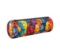 Mexpekil Astuccio in pelle per ragazze e ragazzi, piccolo organizer per penne, con cerniera, sottile, multiuso, per forniture scolastiche, bambini e adulti, Arte Colorata U, Taglia unica, Organizer