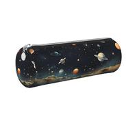 Mexpekil Astuccio in pelle per ragazze e ragazzi, piccolo organizer per penne, con cerniera, sottile, multiuso, per forniture scolastiche, bambini e adulti, Pianeta dell'universo del cielo stellato