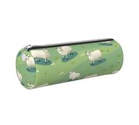 Mexpekil Astuccio in pelle per ragazze e ragazzi, piccolo organizer per penne, con cerniera, sottile, multiuso, per forniture scolastiche, bambini e adulti, Pecore prateria, Taglia unica, Organizer