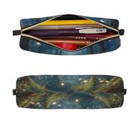 Mexpekil Astuccio in pelle per ragazze e ragazzi, piccolo organizer per penne, con cerniera, sottile, multiuso, per forniture scolastiche, bambini e adulti, Fiume della foresta d'arte, Taglia unica