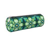 Mexpekil Astuccio in pelle per ragazze e ragazzi, piccolo organizer per penne, con cerniera, sottile, multiuso, per forniture scolastiche, bambini e adulti, Arte floreale retrò, Taglia unica