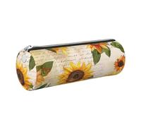 Mexpekil Astuccio in pelle per ragazze e ragazzi, piccolo organizer per penne, con cerniera, sottile, multiuso, per forniture scolastiche, bambini e adulti, Lettera Girasoli, Taglia unica, Organizer