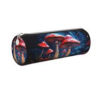 Mexpekil Astuccio in pelle per ragazze e ragazzi, piccolo organizer per penne, con cerniera, sottile, multiuso, per forniture scolastiche, bambini e adulti, Fungo Rosso Magico, Taglia unica, Organizer