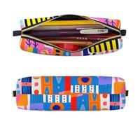 Mexpekil Astuccio in pelle per ragazze e ragazzi, piccolo organizer per penne, con cerniera, sottile, multiuso, per forniture scolastiche, bambini e adulti, Arte colorata, Taglia unica, Organizer per