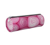 Mexpekil Astuccio in pelle per ragazze e ragazzi, piccolo organizer per penne, con cerniera, sottile, multiuso, per forniture scolastiche, bambini e adulti, Fetta Di Cipolla Rosa, Taglia unica