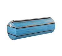 Mexpekil Astuccio in pelle per ragazze e ragazzi, piccolo organizer per penne, con cerniera, sottile, multiuso, per forniture scolastiche, bambini e adulti, Arte in legno blu, Taglia unica, Organizer