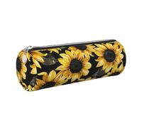 Mexpekil Astuccio in pelle per ragazze e ragazzi, piccolo organizer per penne, con cerniera, sottile, multiuso, per forniture scolastiche, bambini e adulti, Girasoli gialli, Taglia unica, Organizer