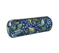 Mexpekil Astuccio in pelle per ragazze e ragazzi, piccolo organizer per penne, con cerniera, sottile, multiuso, per forniture scolastiche, bambini e adulti, Foglie di mirtilli, Taglia unica, Organizer