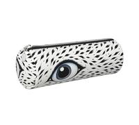 Mexpekil Astuccio in pelle per ragazze e ragazzi, piccolo organizer per penne, con cerniera, sottile, multiuso, per forniture scolastiche, bambini e adulti, Occhio leopardato bianco, Taglia unica