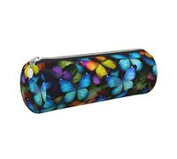 Mexpekil Astuccio in pelle per ragazze e ragazzi, piccolo organizer per penne, con cerniera, sottile, multiuso, per forniture scolastiche, bambini e adulti, Arte Farfalla, Taglia unica, Organizer per