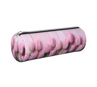 Mexpekil Astuccio in pelle per ragazze e ragazzi, piccolo organizer per penne, con cerniera, sottile, multiuso, per forniture scolastiche, bambini e adulti, Tulipano Rosa Legno, Taglia unica