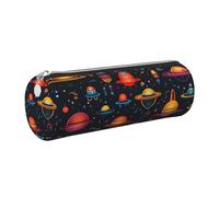 Mexpekil Astuccio in pelle per ragazze e ragazzi, piccolo organizer per penne, con cerniera, sottile, multiuso, per forniture scolastiche, bambini e adulti, Cartoon Planet Universo, Taglia unica
