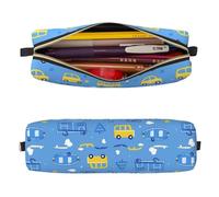 Mexpekil Astuccio in pelle per ragazze e ragazzi, piccolo organizer per penne, con cerniera, sottile, multiuso, per forniture scolastiche, bambini e adulti, Cartoon Cars Autobus, Taglia unica
