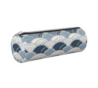 Mexpekil Astuccio in pelle per ragazze e ragazzi, piccolo organizer per penne, con cerniera, sottile, multiuso, per forniture scolastiche, bambini e adulti, Onda d'arte, Taglia unica, Organizer per