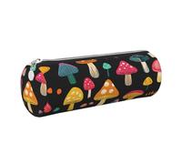 Mexpekil Astuccio in pelle per ragazze e ragazzi, piccolo organizer per penne, con cerniera, sottile, multiuso, per forniture scolastiche, bambini e adulti, Funghi Coloful Carino, Taglia unica