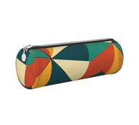 Mexpekil Astuccio in pelle per ragazze e ragazzi, piccolo organizer per penne, con cerniera, sottile, multiuso, per forniture scolastiche, bambini e adulti, Arte geometrica colorata, Taglia unica