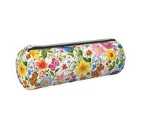 Mexpekil Astuccio in pelle per ragazze e ragazzi, piccolo organizer per penne, con cerniera, sottile, multiuso, per forniture scolastiche, bambini e adulti, Arte colorata floreale, Taglia unica