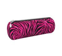 Mexpekil Astuccio in pelle per ragazze e ragazzi, piccolo organizer per penne, con cerniera, sottile, multiuso, per forniture scolastiche, bambini e adulti, Stampa zebrata rosa, Taglia unica