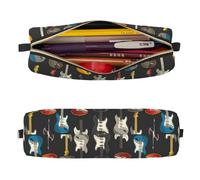 Mexpekil Astuccio in pelle per ragazze e ragazzi, piccolo organizer per penne, con cerniera, sottile, multiuso, per forniture scolastiche, bambini e adulti, Chitarra, Taglia unica, Organizer per borse