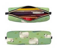 Mexpekil Astuccio in pelle per ragazze e ragazzi, piccolo organizer per penne, con cerniera, sottile, multiuso, per forniture scolastiche, bambini e adulti, Pecore prateria, Taglia unica, Organizer
