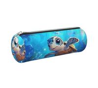 Mexpekil Astuccio in pelle per ragazze e ragazzi, piccolo organizer per penne, con cerniera, sottile, multiuso, per forniture scolastiche, bambini e adulti, Baby Turtle Sea, Taglia unica, Organizer