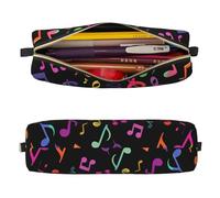 Mexpekil Astuccio in pelle per ragazze e ragazzi, piccolo organizer per penne, con cerniera, sottile, multiuso, per forniture scolastiche, bambini e adulti, Nota musicale al neon, Taglia unica