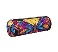Mexpekil Astuccio in pelle per ragazze e ragazzi, piccolo organizer per penne, con cerniera, sottile, multiuso, per forniture scolastiche, bambini e adulti, Farfalla, luna, Taglia unica, Organizer