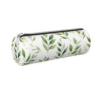 Mexpekil Astuccio in pelle per ragazze e ragazzi, piccolo organizer per penne, con cerniera, sottile, multiuso, per forniture scolastiche, bambini e adulti, Ramo foglia verde arte, Taglia unica