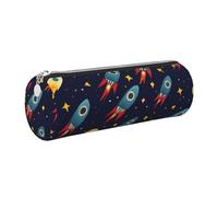 Mexpekil Astuccio in pelle per ragazze e ragazzi, piccolo organizer per penne, con cerniera, sottile, multiuso, per forniture scolastiche, bambini e adulti, Astronavi Stelle, Taglia unica, Organizer