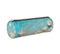 Mexpekil Astuccio in pelle per ragazze e ragazzi, piccolo organizer per penne, con cerniera, sottile, multiuso, per forniture scolastiche, bambini e adulti, Stelle marine conchiglie Mare, Taglia unica