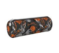 Mexpekil Astuccio in pelle per ragazze e ragazzi, piccolo organizer per penne, con cerniera, sottile, multiuso, per forniture scolastiche, bambini e adulti, Giocatori di pallacanestro, Taglia unica