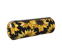 Mexpekil Astuccio in pelle per ragazze e ragazzi, piccolo organizer per penne, con cerniera, sottile, multiuso, per forniture scolastiche, bambini e adulti, Girasoli Giallo, Taglia unica, Organizer