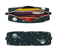 Mexpekil Astuccio in pelle per ragazze e ragazzi, piccolo organizer per penne, con cerniera, sottile, multiuso, per forniture scolastiche, bambini e adulti, Galaxy Stars Pianeta, Taglia unica