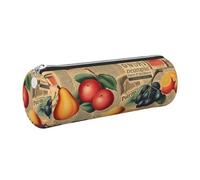 Mexpekil Astuccio in pelle per ragazze e ragazzi, piccolo organizer per penne, con cerniera, sottile, multiuso, per forniture scolastiche, bambini e adulti, Giornale Frutta, Taglia unica, Organizer